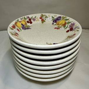 Set of 8 Temper-Ware Lenox Summer Harvest Bread Plates Stoneware Vintage 6 3/8"