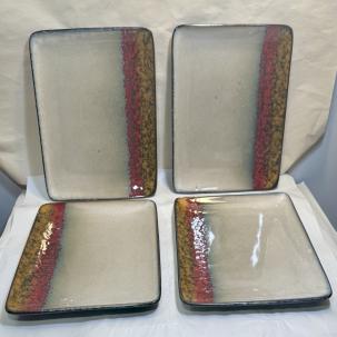 Four Broyhill Stoneware Salad / Bread / Dessert Plates 8 3/4” Square - Unused