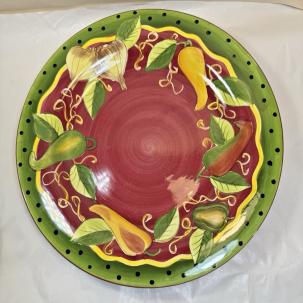 Laurie Gates Glazed Pottery Hand Painted Platter - 11-3/4" - Immaculate