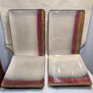 Four Broyhill Stoneware Dinner Plates 10 1/2” Square - Unused