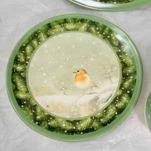 Two Marjolein Bastin Nature's Sketchbook Winter Snowbird Plates  - New W/Tags