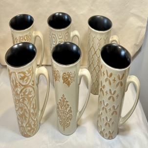 Mikasa Stoneware Coffee / Tea Mugs Gourmet Basics Vintage Ivory Set Of 6 - NEW