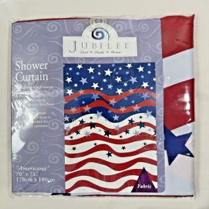 JUBILEE "Americana" Stars and Stripes / Fourth of July Fabric Shower Curtain