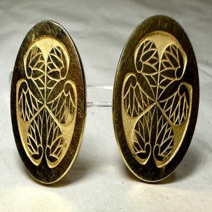 Family Crest Japan Samurai Emblem Mitsuba-Aoi Three Hollyhock Leaves Cufflinks