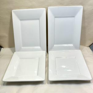4 Fitz & Floyd Everyday White Porcelain Square Salad Plates 7 1/4" Oven Safe EUC