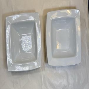 Set of 2 Fitz & Floyd Everyday White Porcelain Rim Cereal Bowls Square 7 3/8"