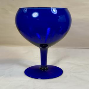 One (1)  Pier 1 Cobalt Blue Stemmed Wine Glass / Goblet Teardrop 8" Tall
