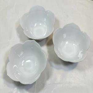 Three (3) Lotus Bowls - Andrea by Sadek - Made in Japan - White Porcelain 4 3/8"