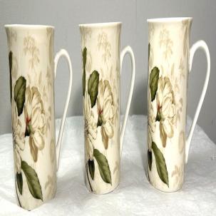 Set Of Three (3) Vintage Jason Bone China Floral Coffee Mugs — Unboxed