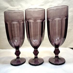 Libbey Gibraltar Duratuff Violet Iced Tea Glasses - Set of 3 - EUC - 6-7/8"