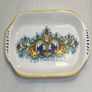 Ceramica Nova Deruta Serving Tray Dish Made in Italy Firenze Yellow Blue 12x4.5 