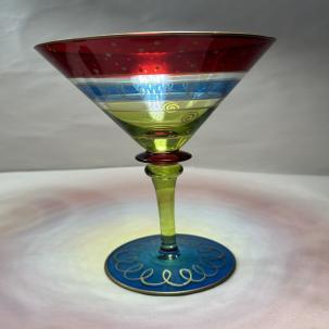 Pier 1 Festive Stripe Martini Glass - Immaculate