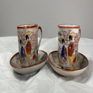 Vintage Geisha Girl Japanese Teacups & Saucers, Japanese Gardens,  Asian Decor