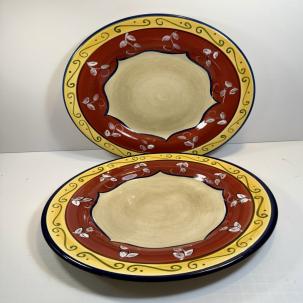 Set of 2 Pier 1 Vallarta Dinner Plates - Handpainted Earthenware - 11-1/8" - EUC