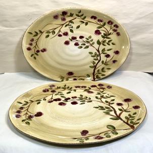 Set of 2 Table Tops Unlimited Hand Painted Peacock Collection Dinner Plates  11"