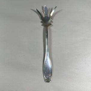 Vintage Stieff Forget Me Not 9" Silver Lettuce Fork - Puritan - 1940s