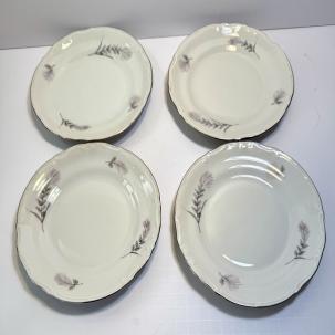 Set of 4 Thistle by CHODZIEZ-POLAND Fine-China Gray Salad / Bread Plates 7"