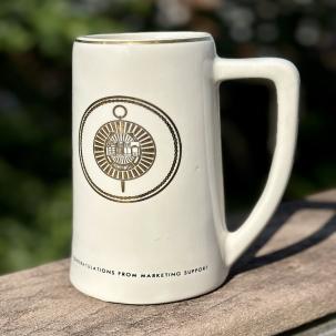 Vintage Ceramic Honeywell D Handle Mug / Beer Stein - Gold Logo