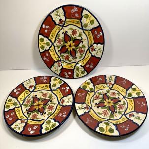 Set of 3 Pier 1 Vallarta Salad Plates - Handpainted Earthenware - 9-1/8" - EUC