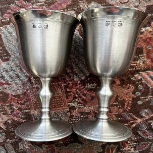 Two (2) Faemam Pewter Goblets - 6 1/2 " Tall - Immaculate