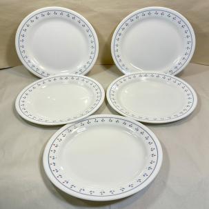 Set of 5 VTG Corelle Normandy Bread Plates - Red & Blue Flowers - 7 1/8”  EUC