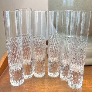 Set of 6 Diamond Cut Shot Glasses - 5 inches tall