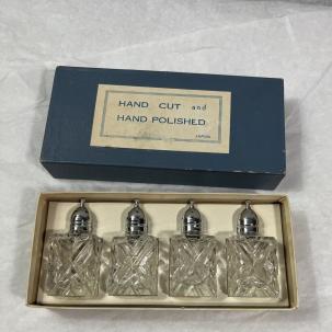 Vintage Hand-Cut Glass Salt Pepper Shakers - Japan - New in Box