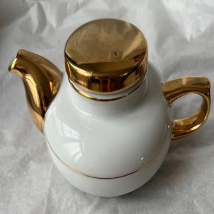 Mlesna Teapot - Gold and White - Sri Lanka Porcelain - 2 Cups