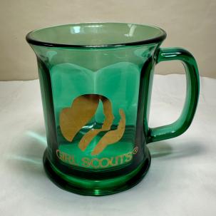 Girl Scouts Green Coffee Cup Mug - Made In USA - Immaculate - Gold Logo