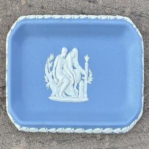 Vintage Wedgwood Jasperware Rectangular Blue Trinket Dish