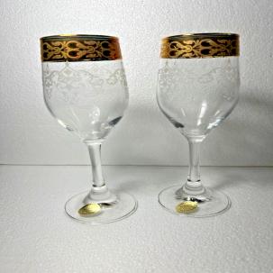Two Bernini Crystal Stemware Wine Glasses - 7.5 inches tall
